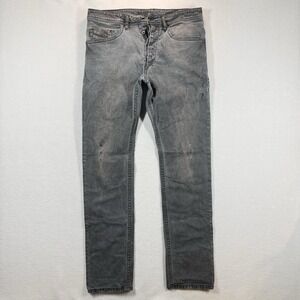 Diesel Jeans Mens 33x32 Braddom Regular Slim Carrot Gray Distressed Stretch